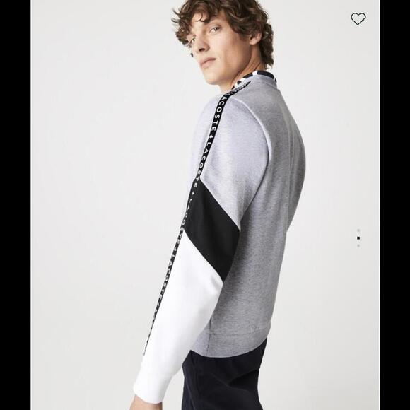 Men’s Crew Neck Lettered Colorblock Sleeved Fleece Sweatshirt Size Small - Picture 2 of 9